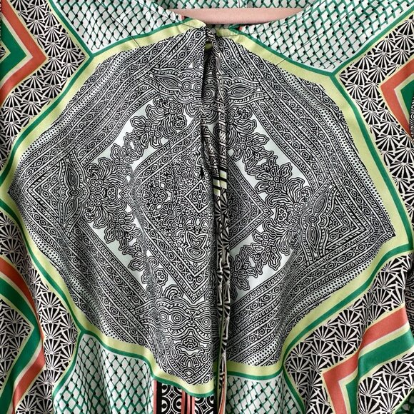 Calvin Klein Kimono Sleeve Blouse Women’s PTP 21.5" Multi Poly Tie Boho Flowy - Picture 11 of 14